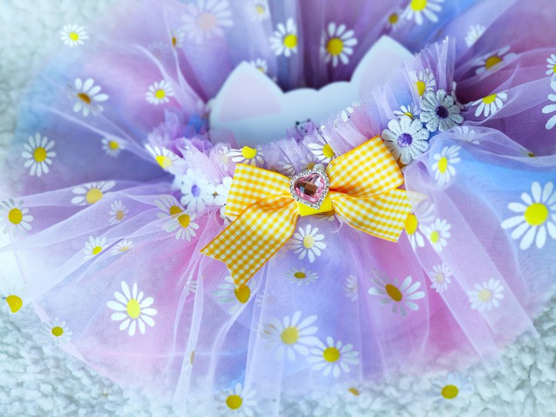 彩色紫蓝彩虹色 小菊花 轻薄纱 造型颈饰 颈项 collar - 衣/帽 - 棉．麻 紫色