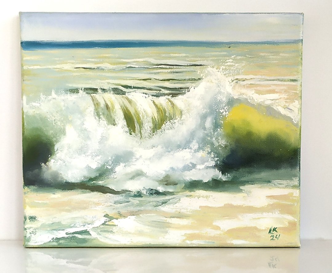 画布上的海浪油画 大浪画 海浪艺术 阳光海浪艺术 - 海报/装饰画/版画 - 棉 
