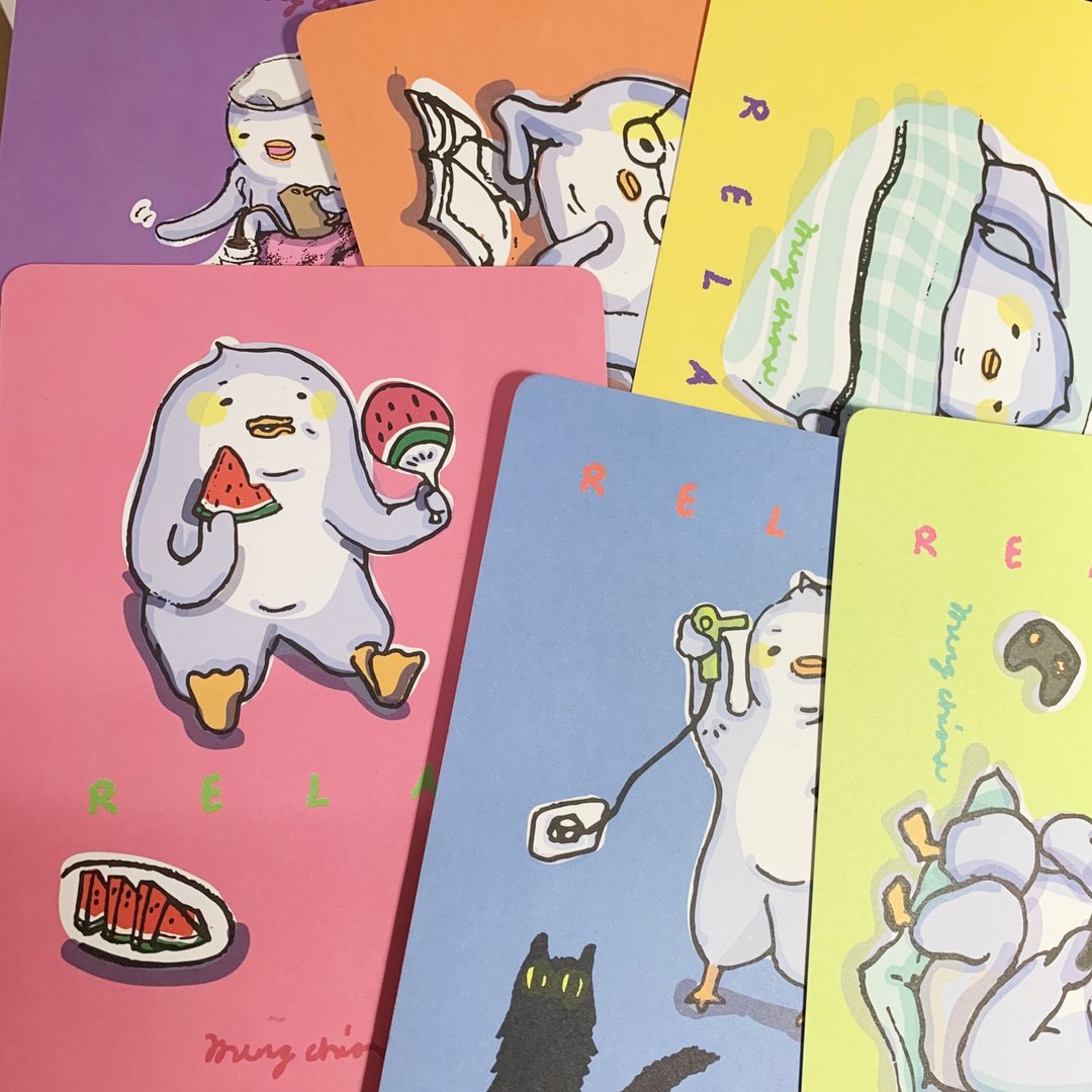 企鹅居家明信片-整组6款入 - 卡片/明信片 - 纸 多色