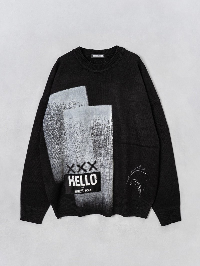 手绘针织衫 / 黑色 / F 尺寸 / hundredclub / hrc-kn0004 - 女装针织衫/毛衣 - 压克力 黑色
