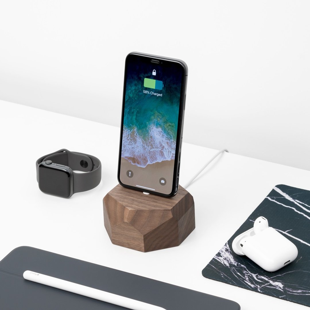 iPhone充电器 AirPods充电器 苹果充电器 实木充电器 生日礼物 - 充电宝/传输线 - 木头 咖啡色