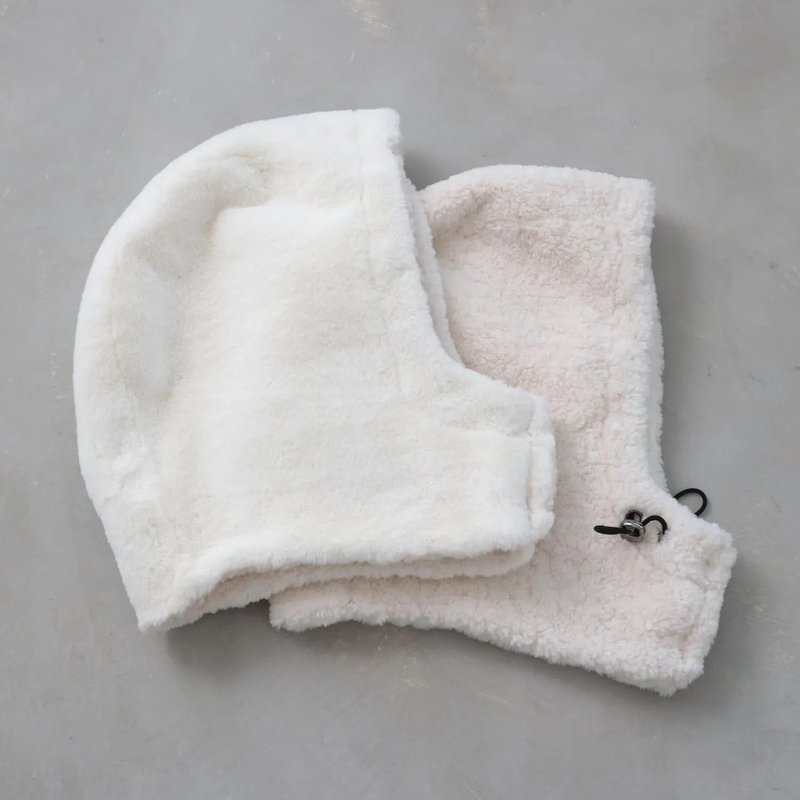 OMABOW 双面毛绒巴拉克拉法帽Mokomoko 米白 - 帽子 - 聚酯纤维 白色