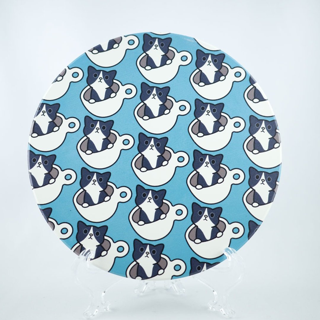 coffee cup nyanmia 旋转咖啡杯猫锅垫 盘垫 茶壶垫 - 杯垫 - 陶 蓝色