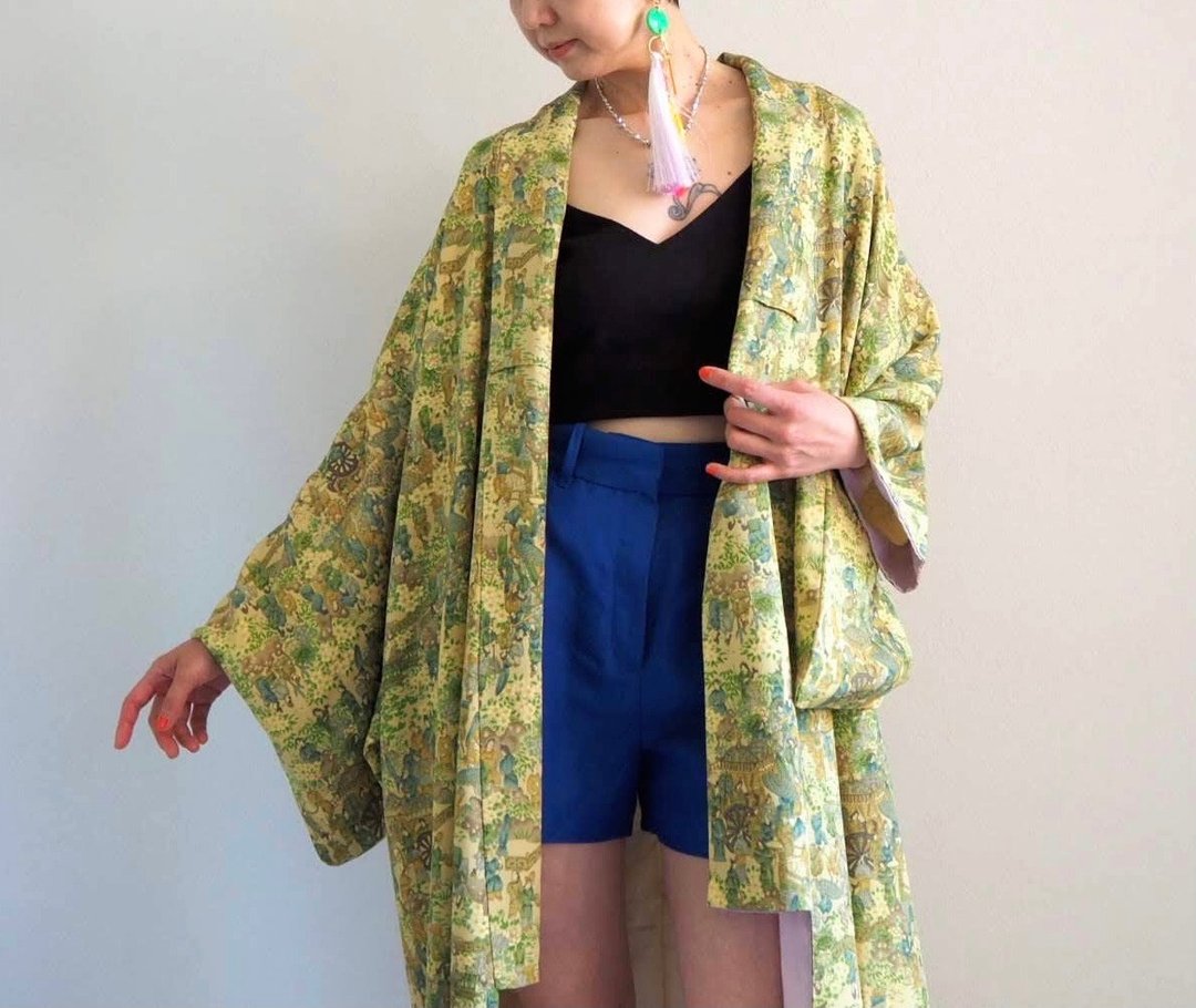 【日本制】精致丝绸100和服、和服礼服、日本时尚、丝绸和服连衣 - 居家服/睡衣 - 丝．绢 