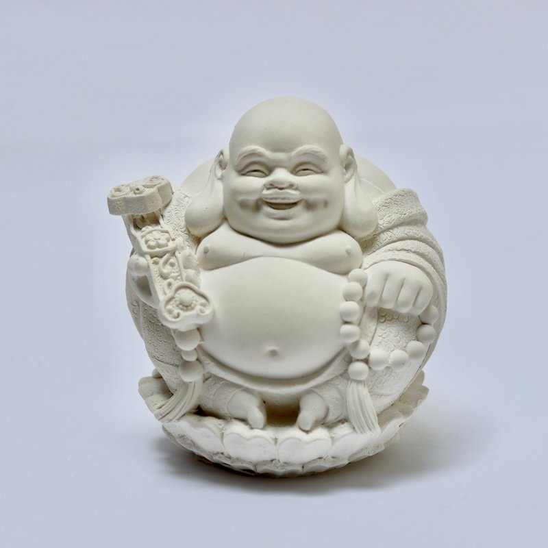 【五倍券优惠】净念吉祥佛之圆满欢喜佛  扩香石公仔 居家香氛 - 香薰/精油/线香 - 其他材质 白色