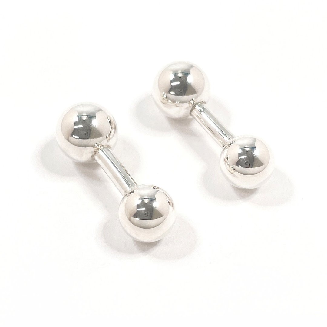 【日本直送．二手美品】蒂芙尼 TIFFANY&Co. 袖扣 Hardware Ball (硬质圆球) 哑铃造型 袖扣 银 925 古董臻品 - 其他 - 纯银 银色