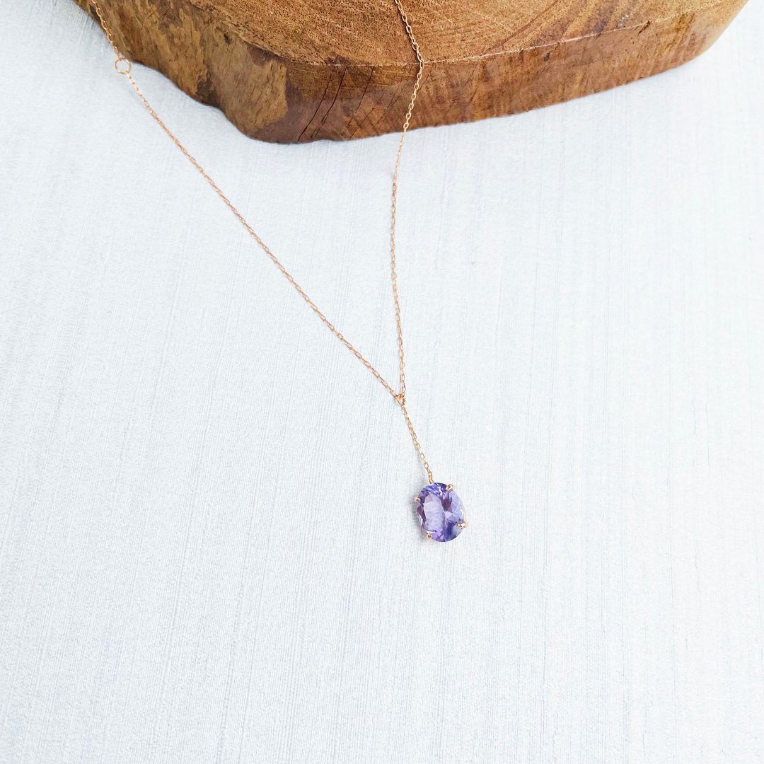 锁骨间奢华 紫水晶 玫瑰18K金项链 轻珠宝饰品 - 项链 - 水晶 紫色