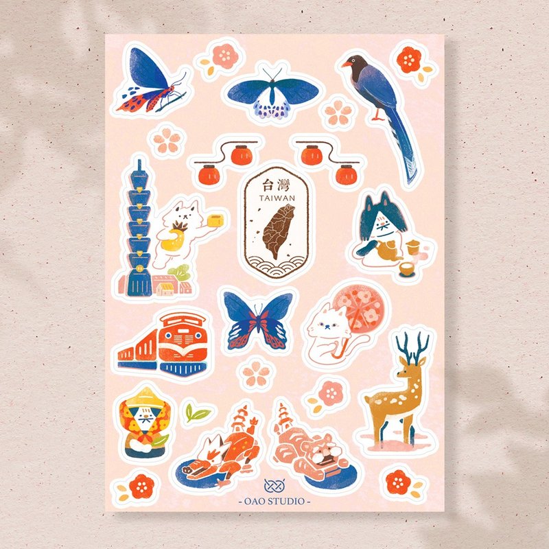 postcard-美丽台湾贴纸2入组 - 贴纸 - 纸 多色