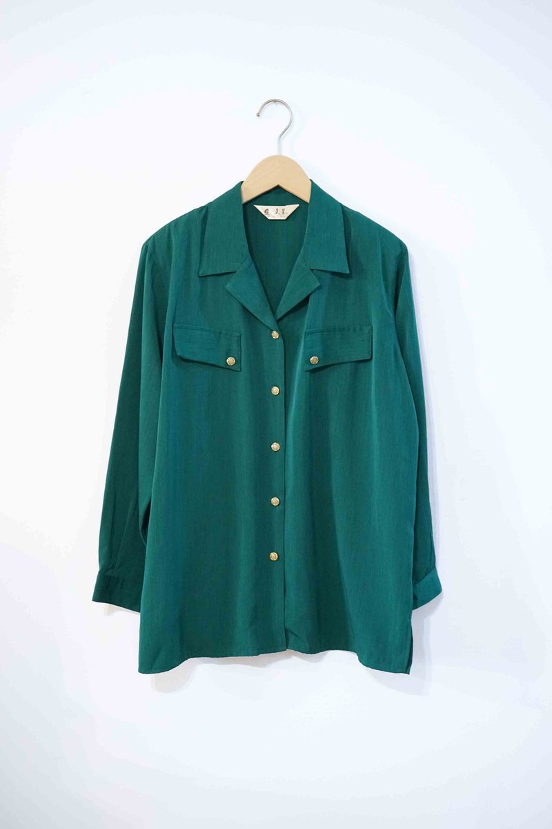 纯情百货行 Vintage 古着 古着衬衫  LS020 森林绿衬衫 - 女装衬衫 - 聚酯纤维 绿色