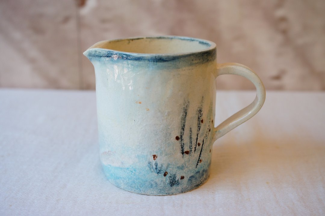 手作粉引 青湖畔 茶海  330ml 分享杯 公道杯 陶艺 - 茶具/茶杯 - 陶 蓝色