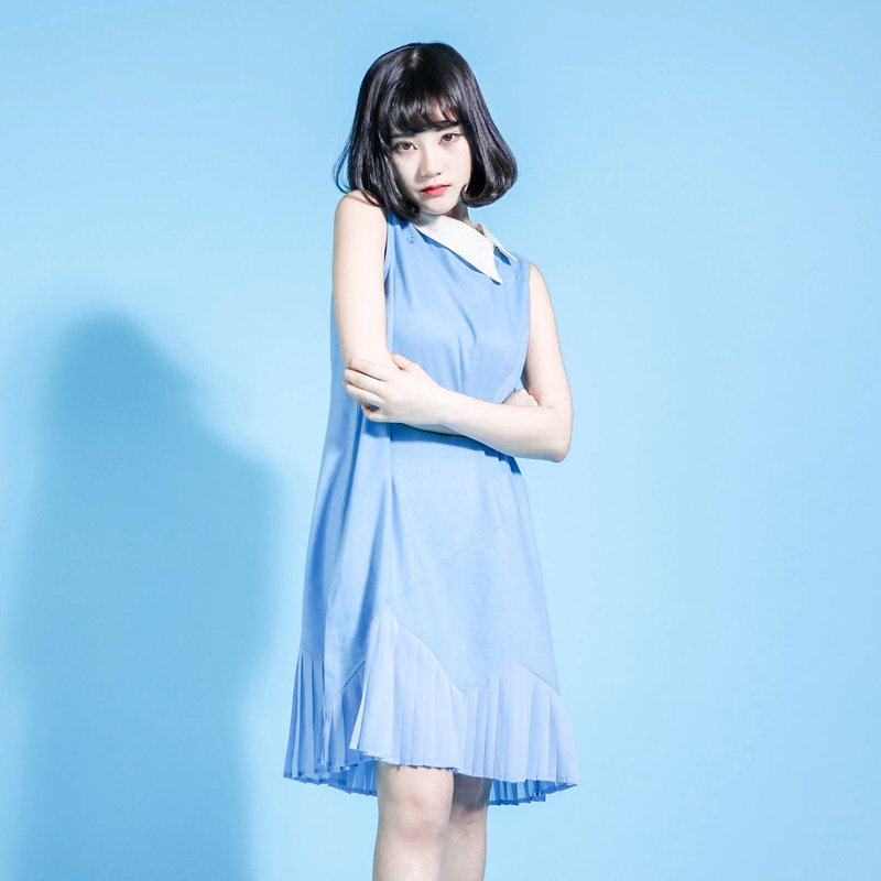 SU:MI said Picnic 青丘野餐棉麻洋装_7SF025_蓝 - 洋装/连衣裙 - 棉．麻 蓝色