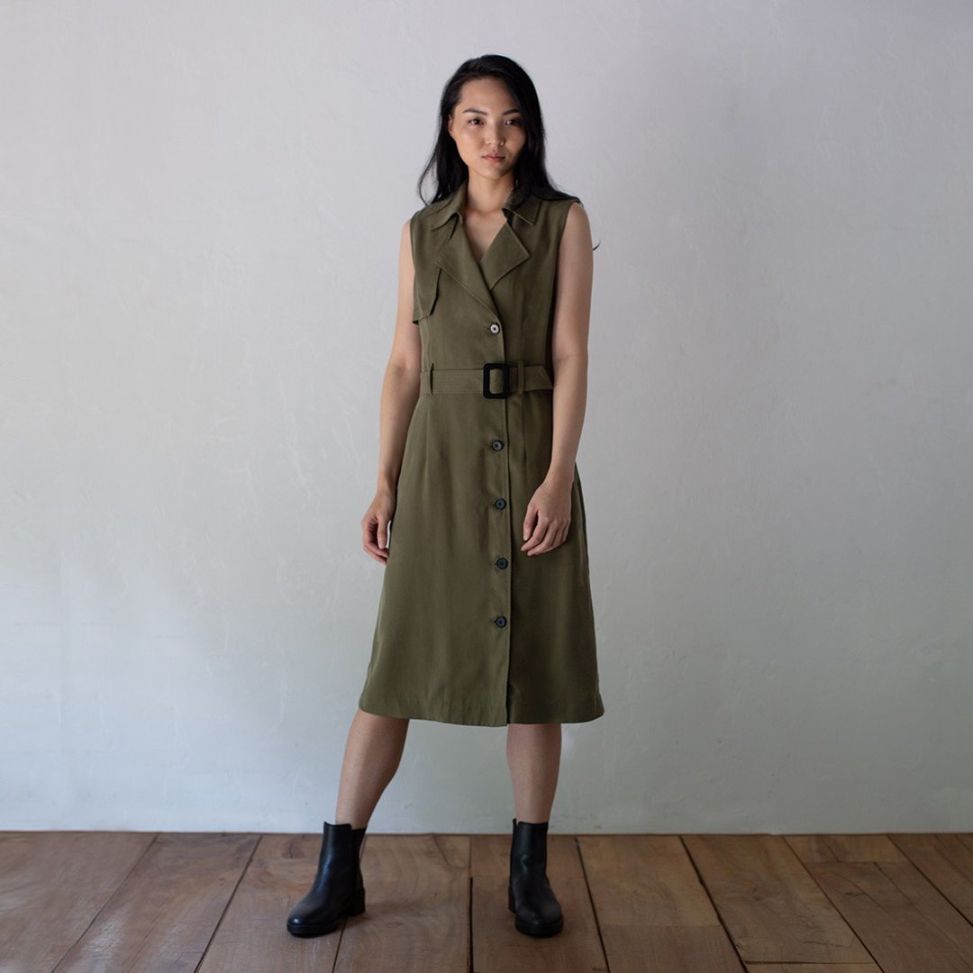 直言不讳风衣式洋装 Plainspoken Trench Coat Dress - 洋装/连衣裙 - 其他人造纤维 多色