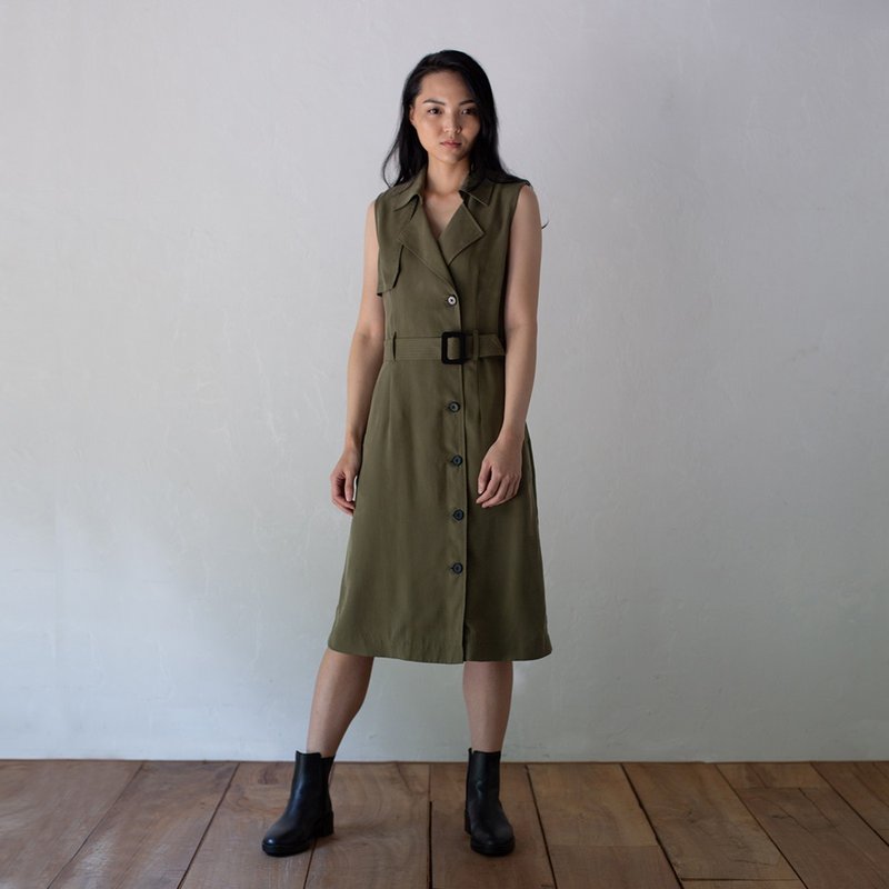 直言不讳风衣式洋装 Plainspoken Trench Coat Dress - 洋装/连衣裙 - 其他人造纤维 多色