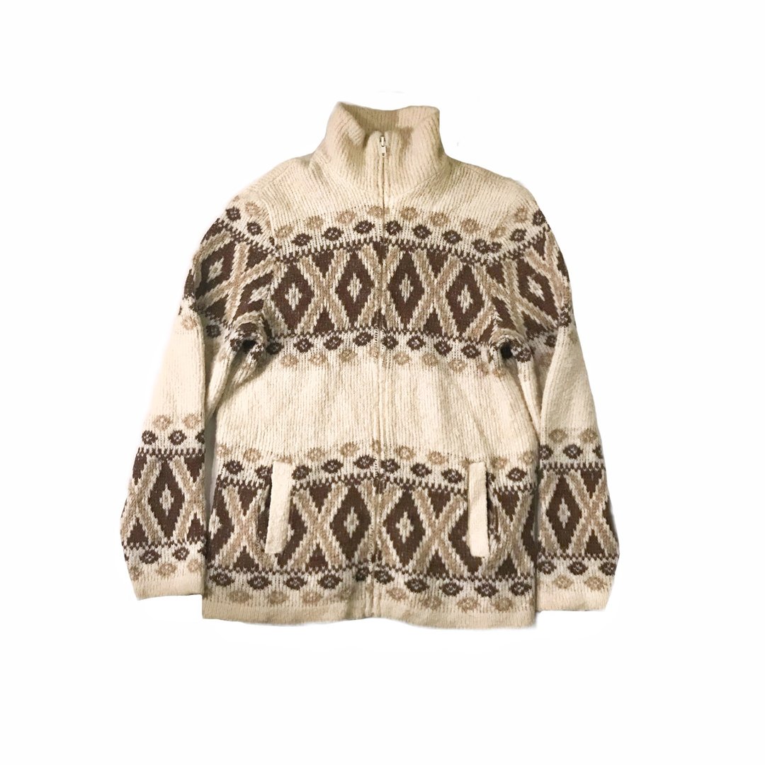 • 爱头牌 •Vintage Canada sweater jacket 加拿大羊毛图腾外套 - 男装针织衫/毛衣 - 羊毛 咖啡色