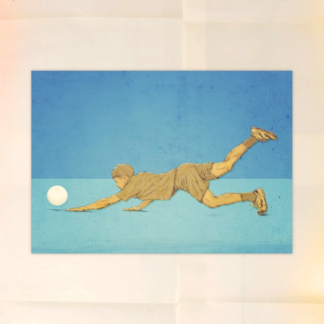 排球插画明信片-还差一点点 - 卡片/明信片 - 纸 黄色