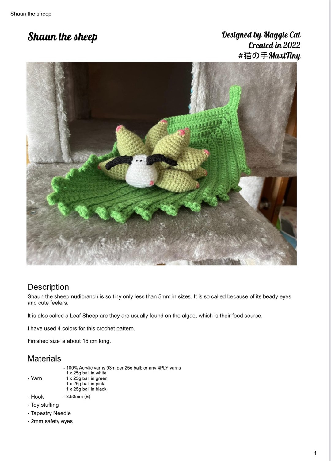 【Digital】Crochet Sea Creatures Shaun the sheep Nudibranch Amigurumi pattern - 手工艺教程/工具书 - 其他材质 