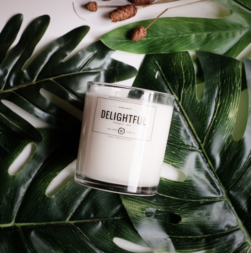 Soy Candle Delightful Blend Jar Series - Lemongrass & peppermint - 蜡烛/烛台 - 其他材质 白色