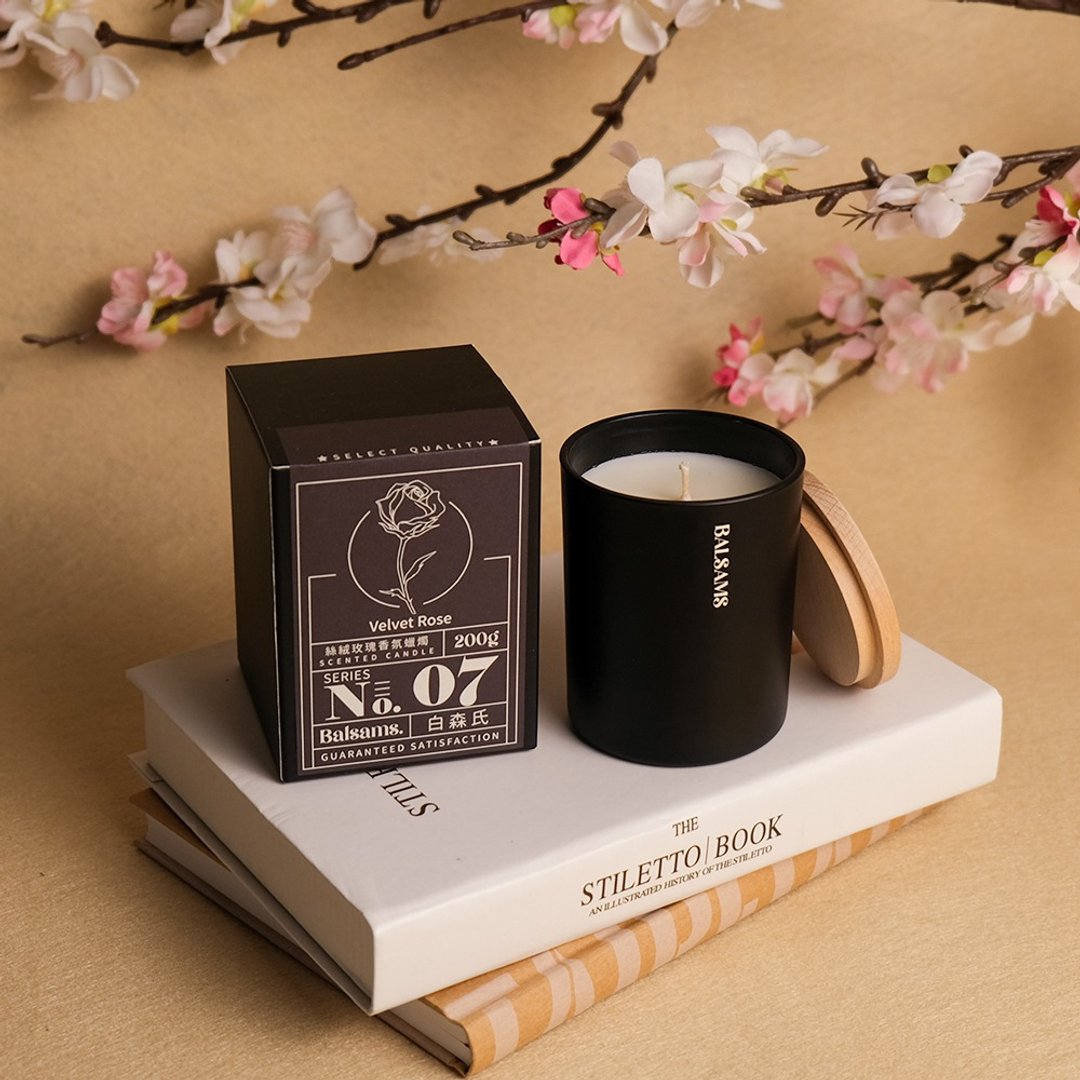 Balsams白森氏香氛工艺蜡烛200g－丝绒玫瑰 - 蜡烛/烛台 - 浓缩/萃取物 黑色