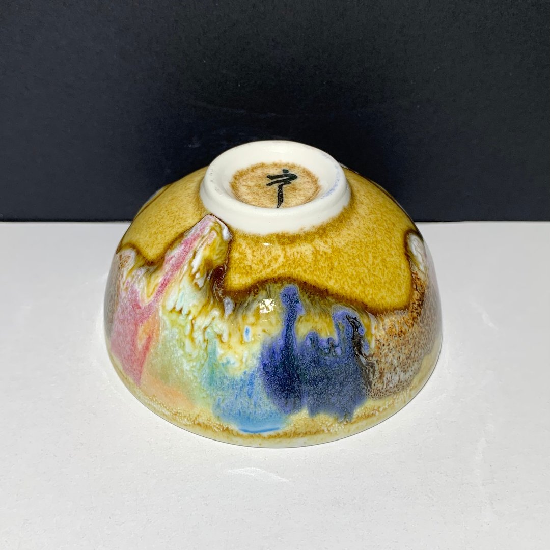 冰晶油画山水圆杯 80ml 邱毓宁 莺歌烧 F2-05 - 茶具/茶杯 - 瓷 黑色