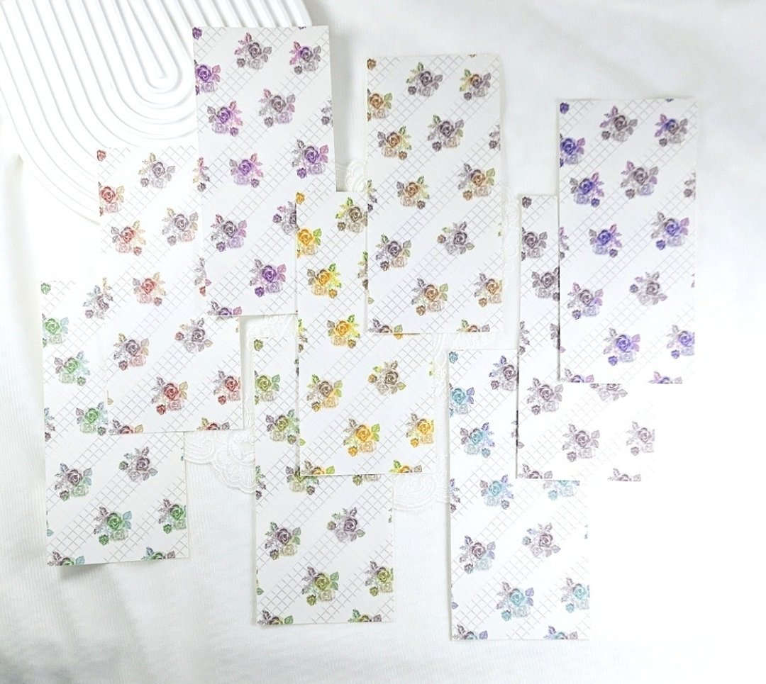 格子花卉描图纸 - 便条纸/标签贴 - 纸 多色