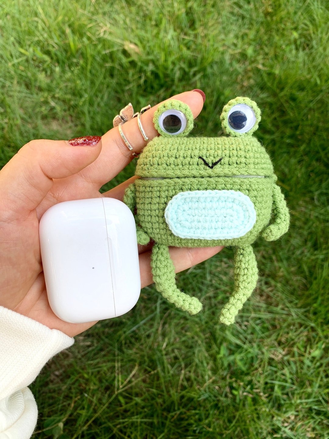 青蛙造型手工原创耳机套钩织耳机套苹果无线耳机AirPods Pro - 手机壳/手机套 - 棉 