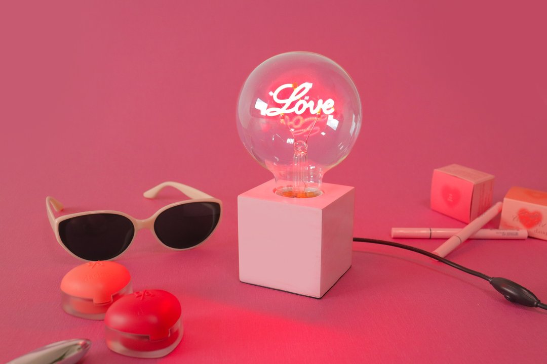 曙MUSE Love情人节水泥方灯 免费定制图文 似颜绘 送手写小卡 - 灯具/灯饰 - 水泥 粉红色