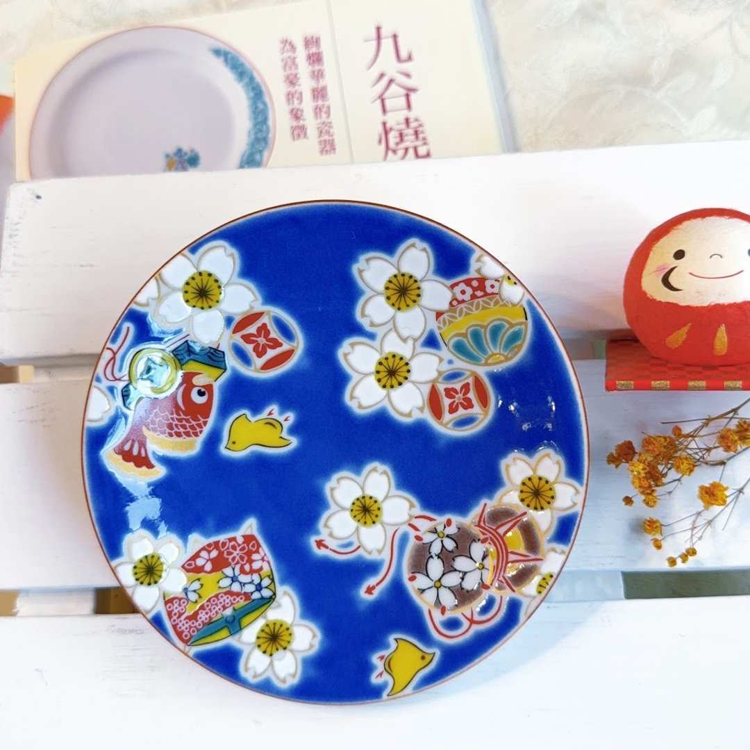 【九谷烧】青郊窑缘起小盘-樱花缘起物 - 盘子/餐盘/盘架 - 陶 