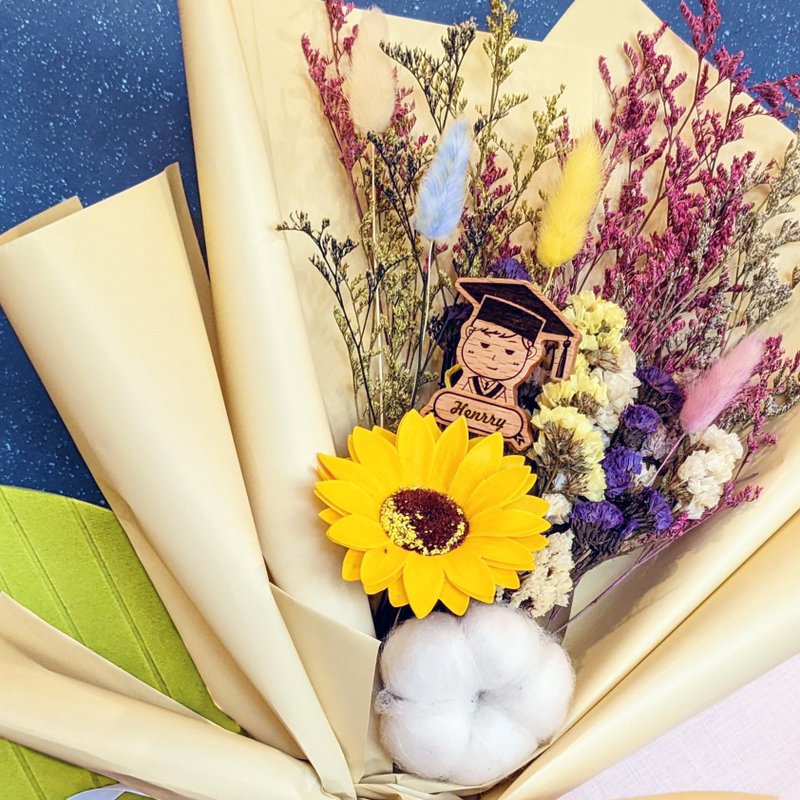 蛋糕花束插牌/花插 - 定制化 男孩卖场【毕业礼】 - 卡片/明信片 - 木头 咖啡色