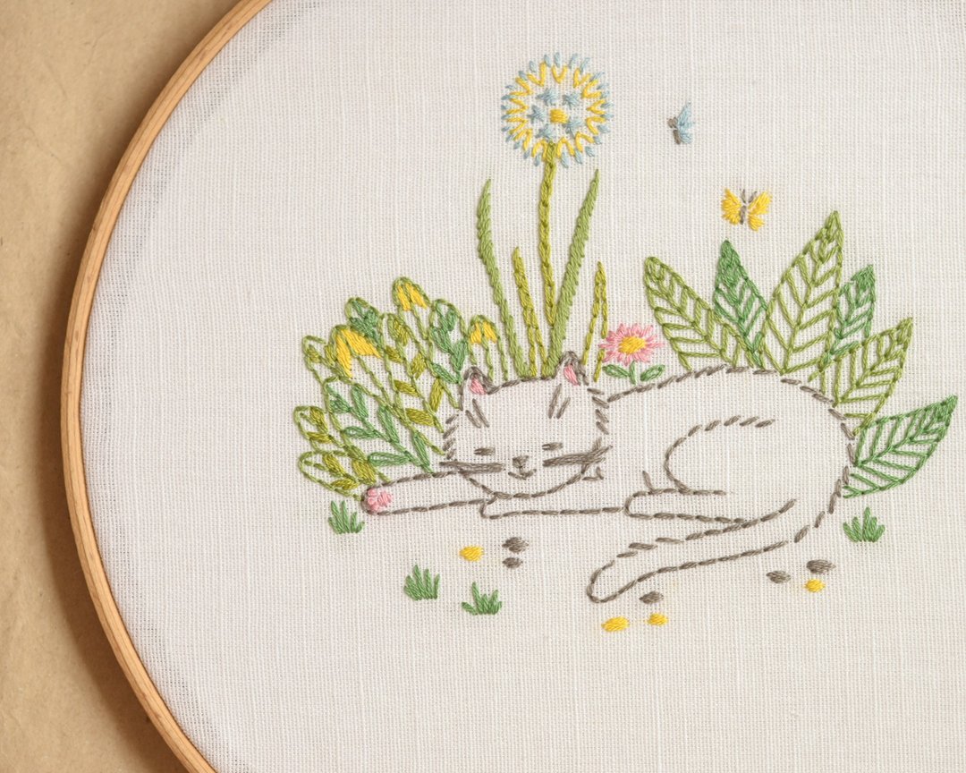Digital Download PDF | Hand embroidery pattern, DIY gift, Garden Cat, wall decor - 手工艺教程/工具书 - 其他材质 