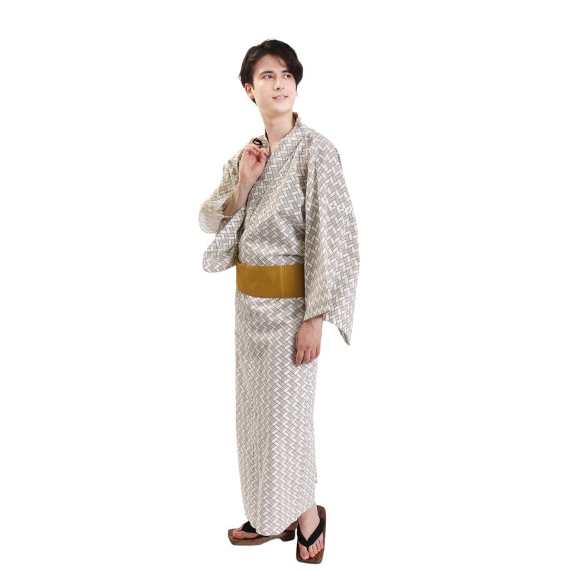 日本 和服 男 绵 浴衣 腰封 2 件 套组 L Z35-e2 yukata - 其他 - 棉 蓝色