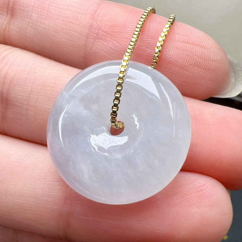 【愿·平安】冰种翡翠平安扣吊饰 | 天然缅甸玉翡翠A货 | 送礼 - 吊饰 - 玉石 透明