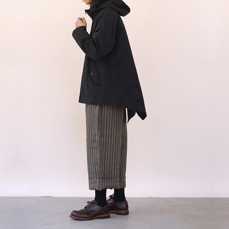 Stripe Linen Wide Pants 法国亚麻材质墨西哥复古宽腿条纹松紧裤 - 男士长裤 - 棉．麻 黑色