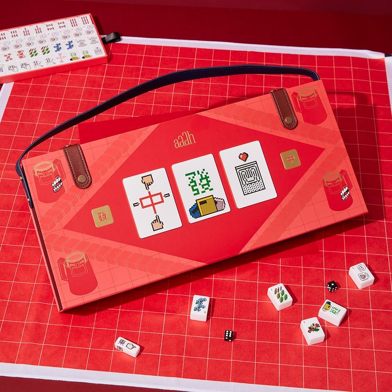 【aaah 咖啡】麻将套组 X 订制 咖啡图案 麻将 144 张 - 桌游/玩具 - 其他材质 红色