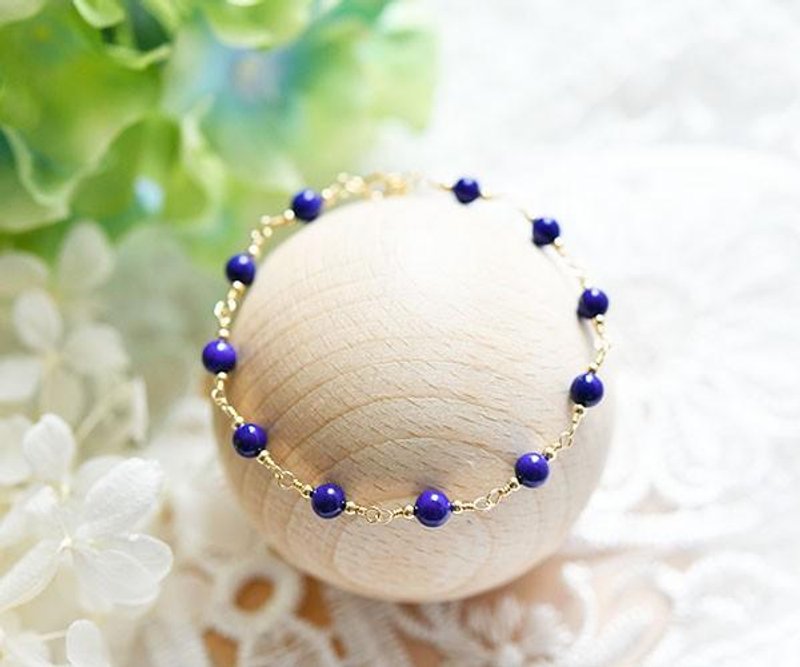 Good luck Successful luck UP! 5A rank Lapis lazuli bracelet December birthstone - 手链/手环 - 其他金属 蓝色