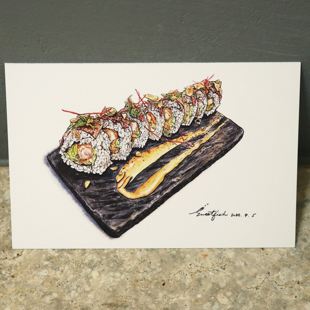 西班牙卷 －美食明信片/食物明信片/美食卡片/食物卡片 - 卡片/明信片 - 纸 黑色