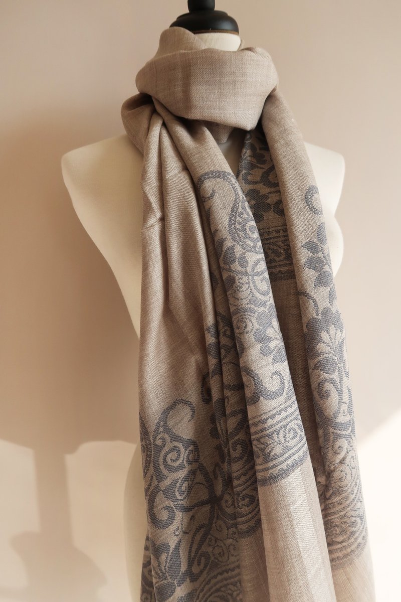 印度喀什米尔100%轻柔羊毛围巾/圣诞节/生日/交换礼物 - 围巾/披肩 - 羊毛 多色