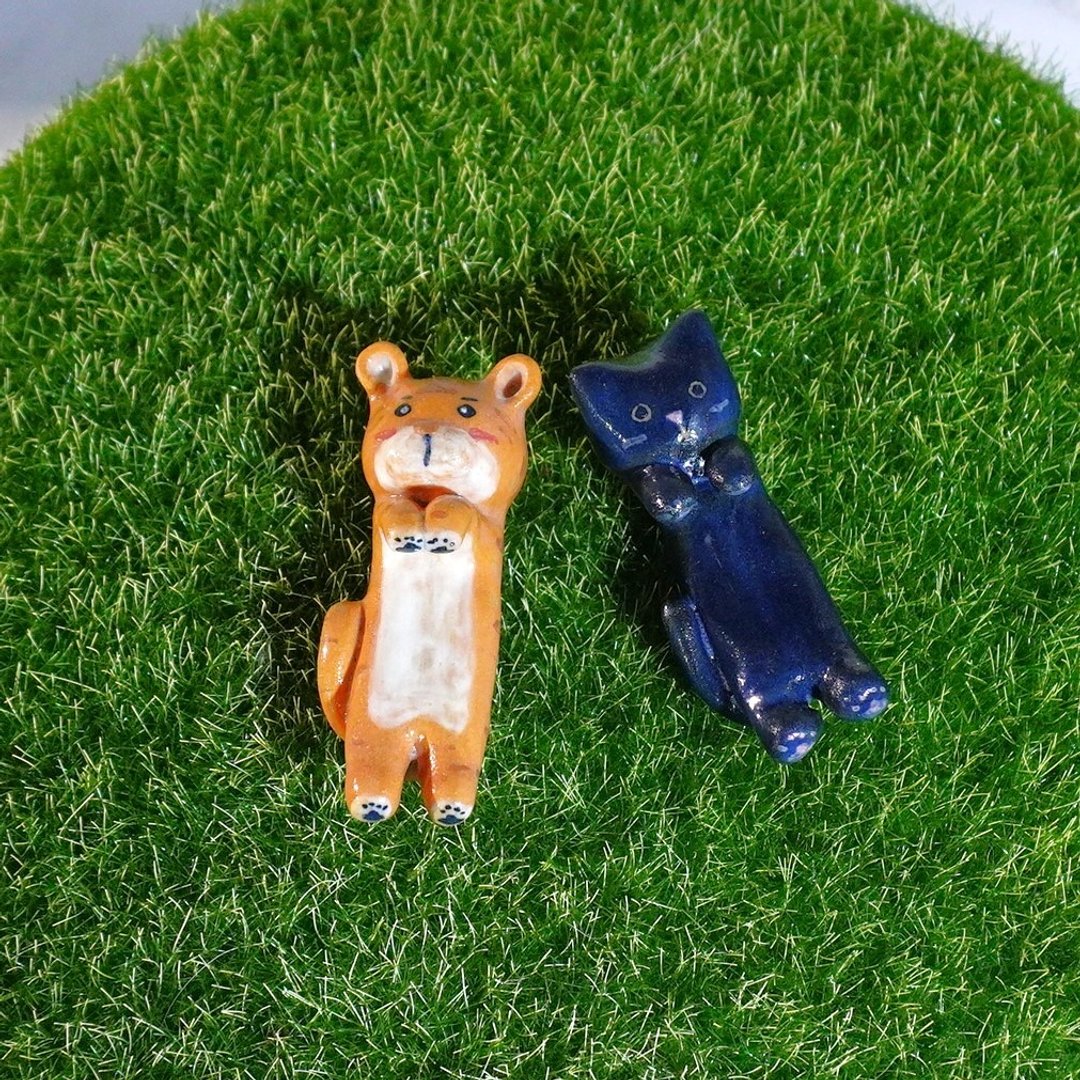 黑猫、老虎筷架、杯缘子 - 筷子/筷架 - 陶 多色