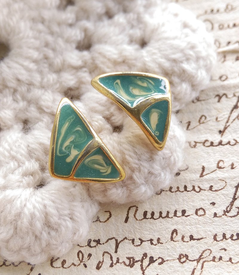 Vintage Jewelry 西洋古董饰品 摩登 复古 小巧对称 针式耳环 - 耳环/耳夹 - 其他金属 白色
