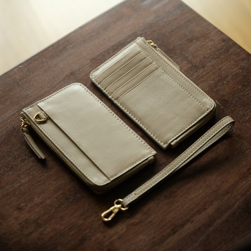 L-Zippy 卡片夹钱包 / 零钱包 - 米色 (个性化钱包) - 皮夹/钱包 - 真皮 卡其色