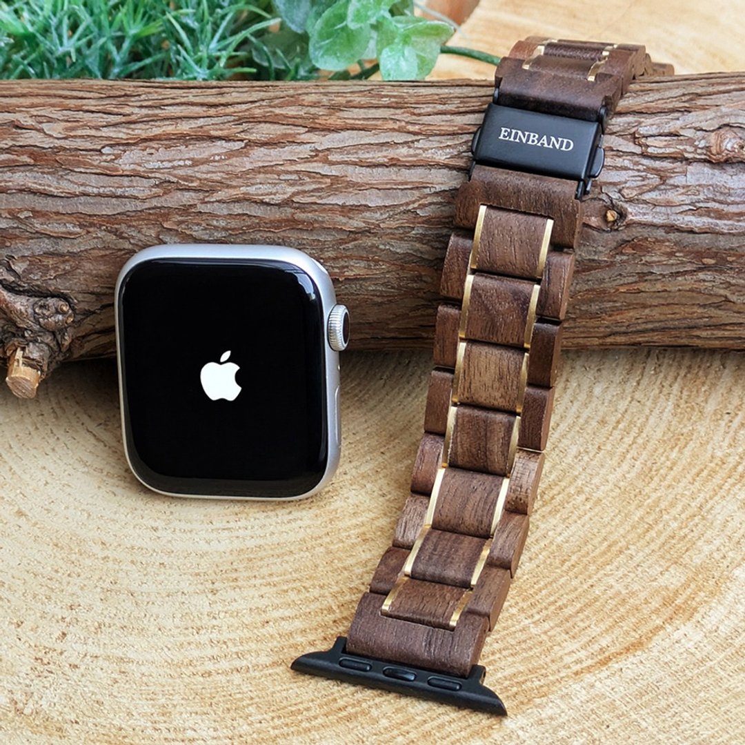【天然木质表带】EINBAND Apple Watch 20mm【核桃木x金色】 - 女表 - 木头 咖啡色