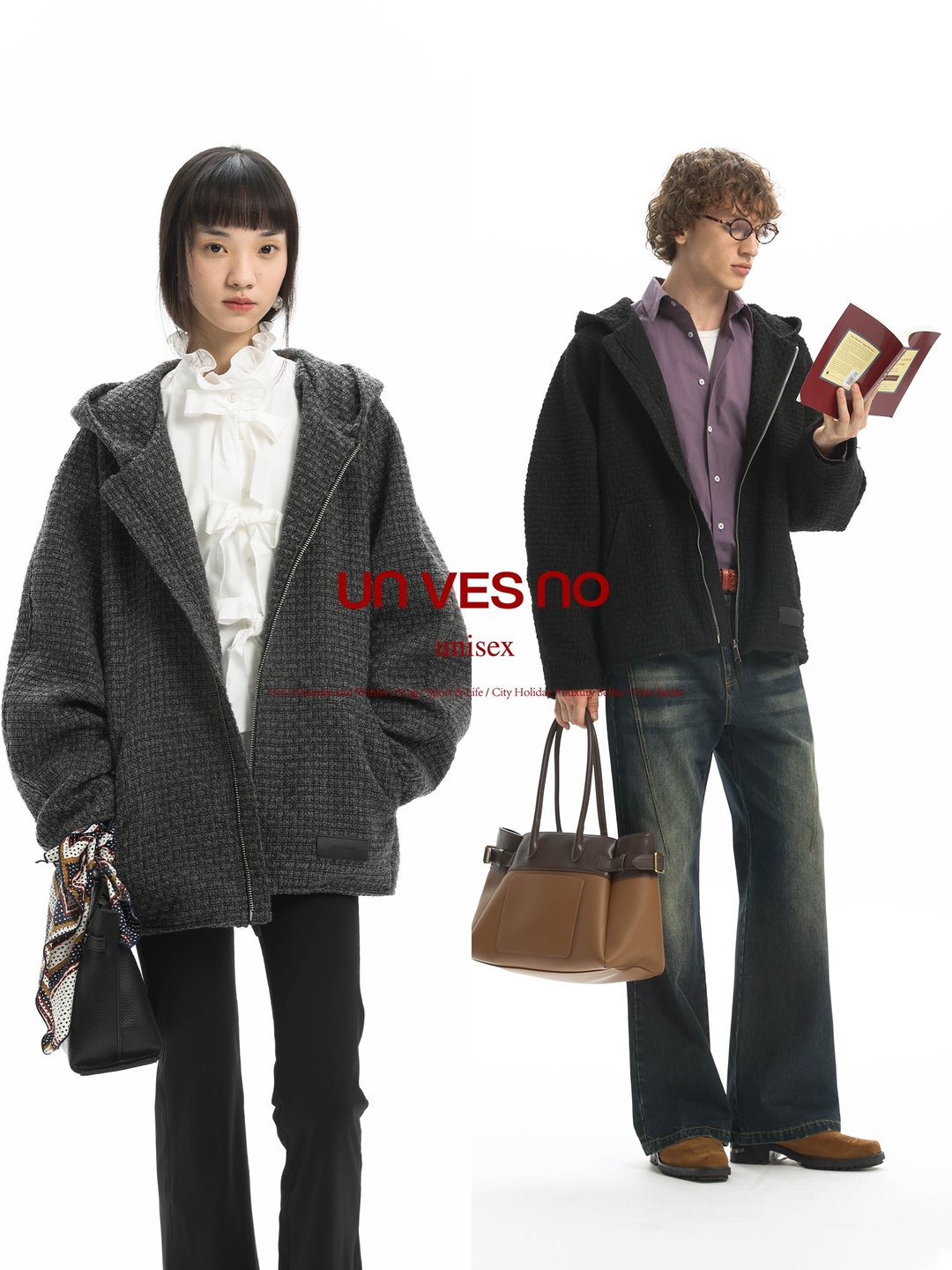 【极简廓形】Unvesno(UN) 1400克肌理抗皱挺括高克重拉链开衫外套 - 男装外套 - 其他材质 
