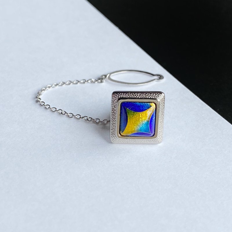 Star [Blue Blue] Cloisonne Tie Tack Lapel Pin Pure Silver Wired Cloisonne - 领带/领带夹 - 其他材质 蓝色