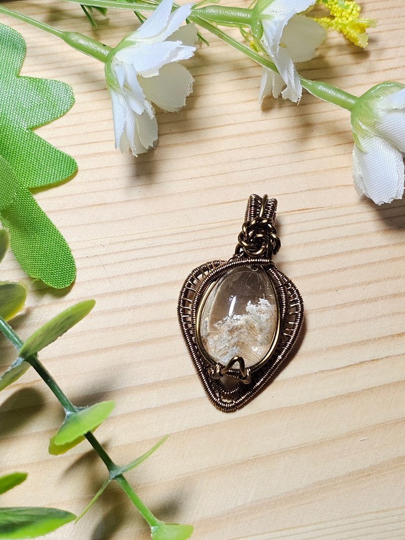 【叶绿𨥤手作】云间轻语 /金属线编织/节日/礼物/饰品/项链/手作 - 项链 - 铜/黄铜 咖啡色