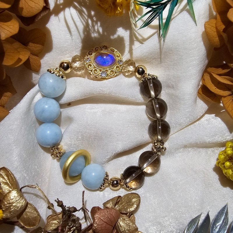 现货 海蓝宝 茶晶【沉稳】稳定情绪手链 - 项链 - 水晶 蓝色
