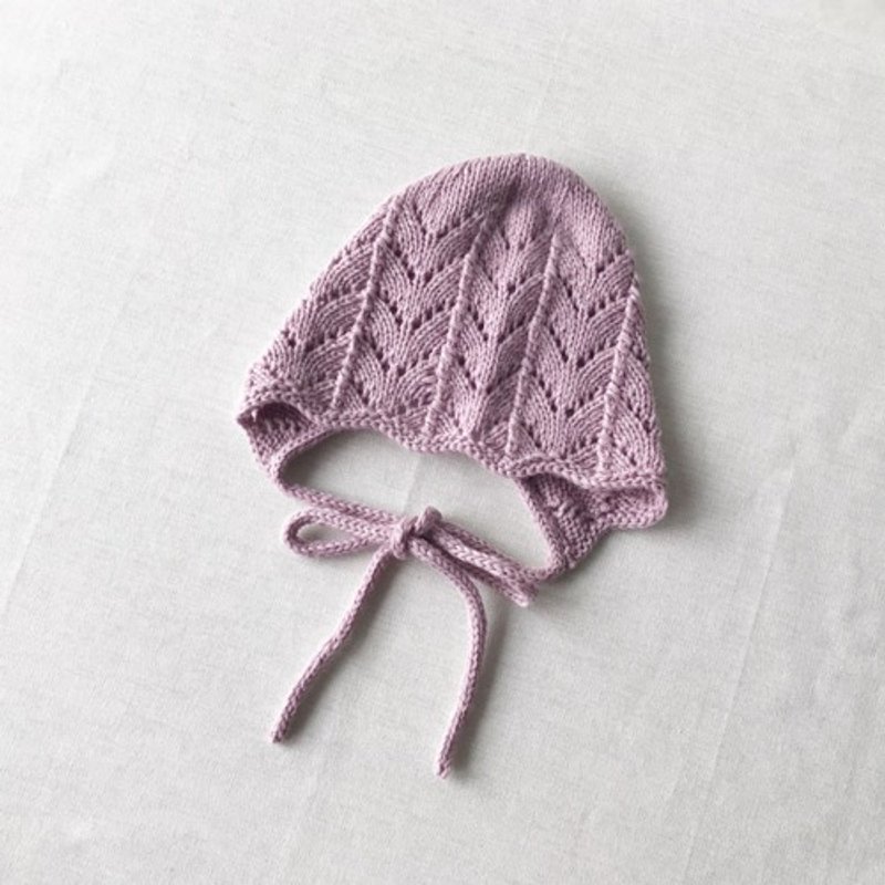 手工编织婴儿帽 6M~ 薰衣草色 100% 羊毛 - 童装礼服/连衣裙 - 棉．麻 