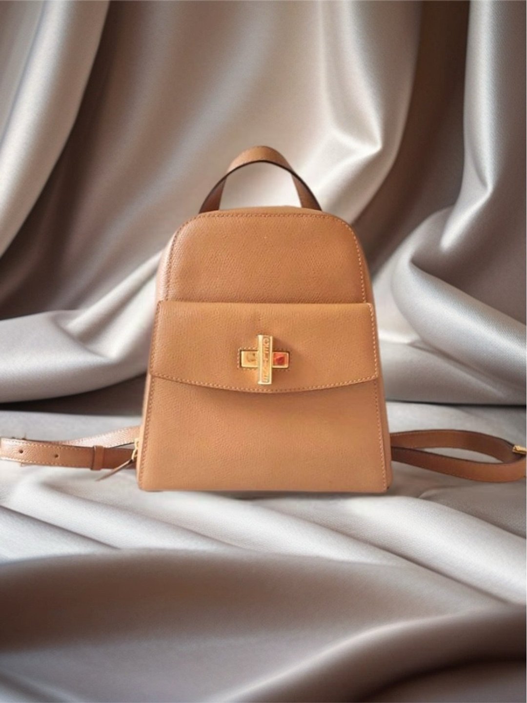 稀有中古包 Celine 焦糖色旋转扣皮革后背包 背囊 双肩包 二手包 - 后背包/双肩包 - 真皮 咖啡色