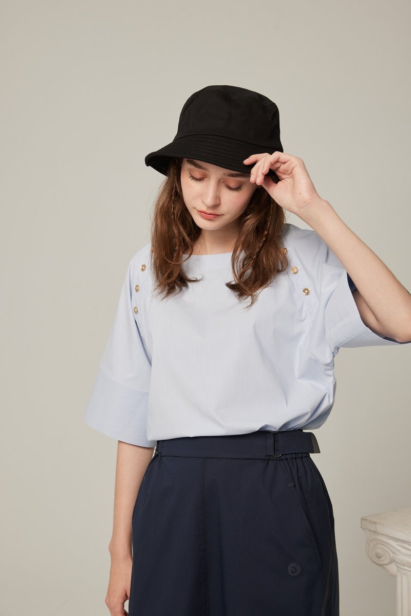 一字领海军衬衫 (22S1TP02) - 女装上衣 - 聚酯纤维 