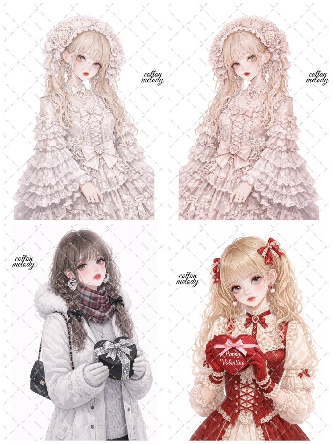 【新品优先】Valentine collection / 25种各3张 / cotton melody / 人物贴纸 / 装饰贴纸 【含赠品】 - 贴纸 - 纸 