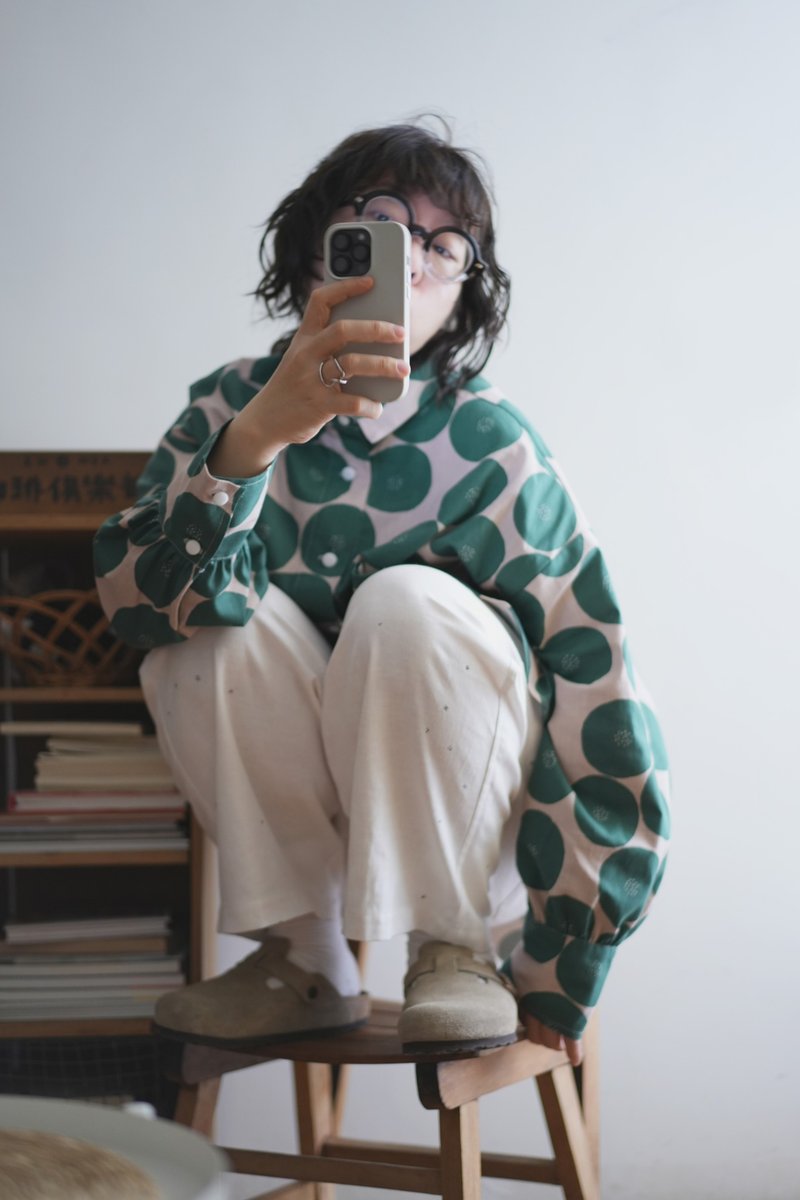 大绿点工装衬衫 - 女装衬衫 - 棉．麻 绿色