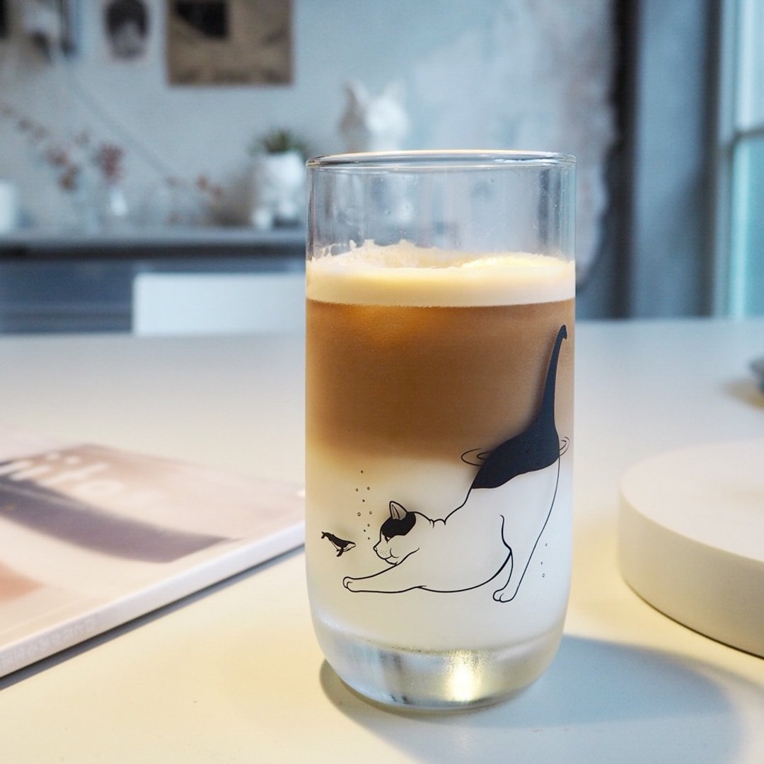 尼斯湖水怪 猫咪玻璃杯 - 玻璃杯 - 玻璃 白色